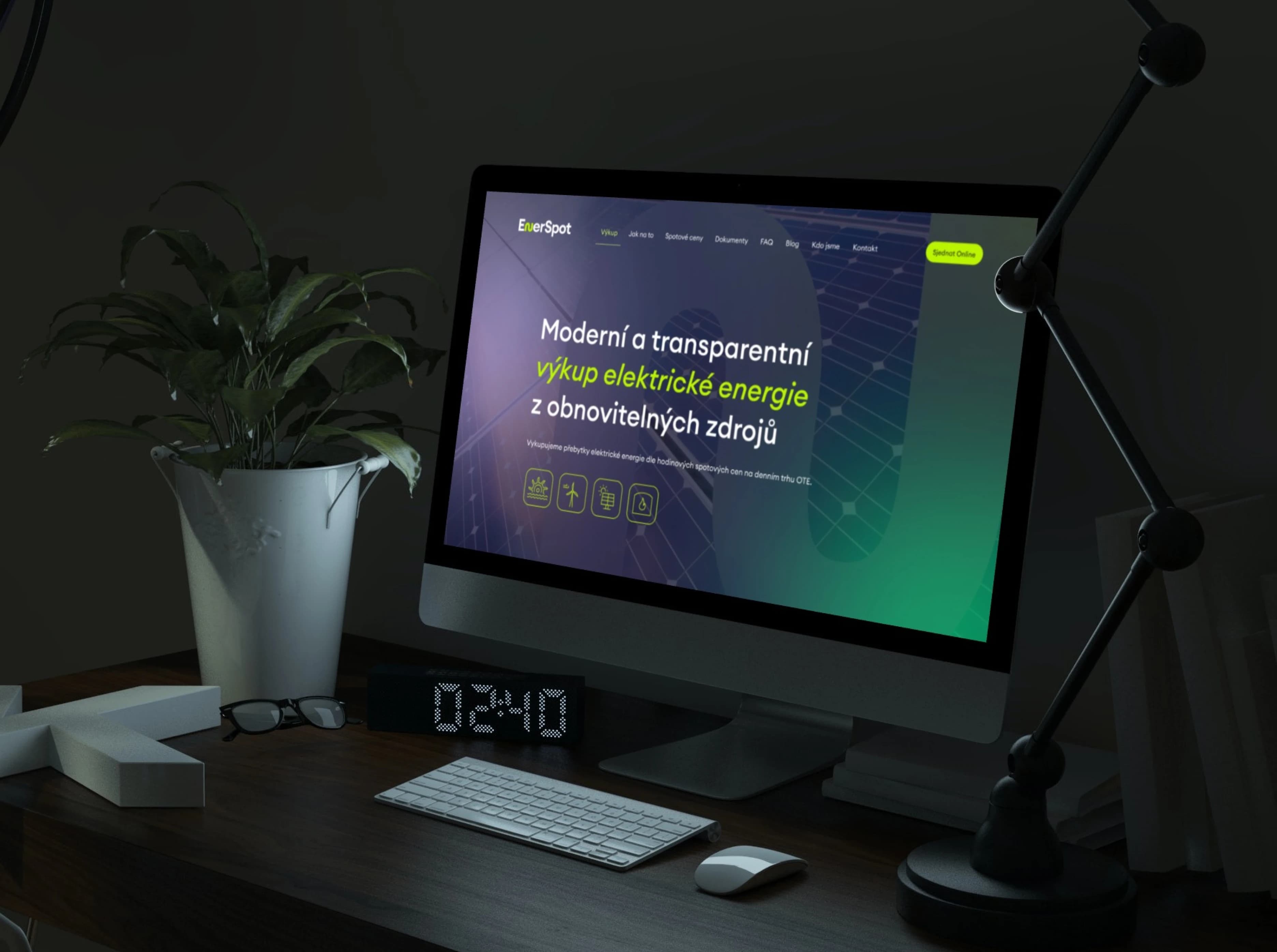 Domovská stránka webového portálu EnerSpot na počítači